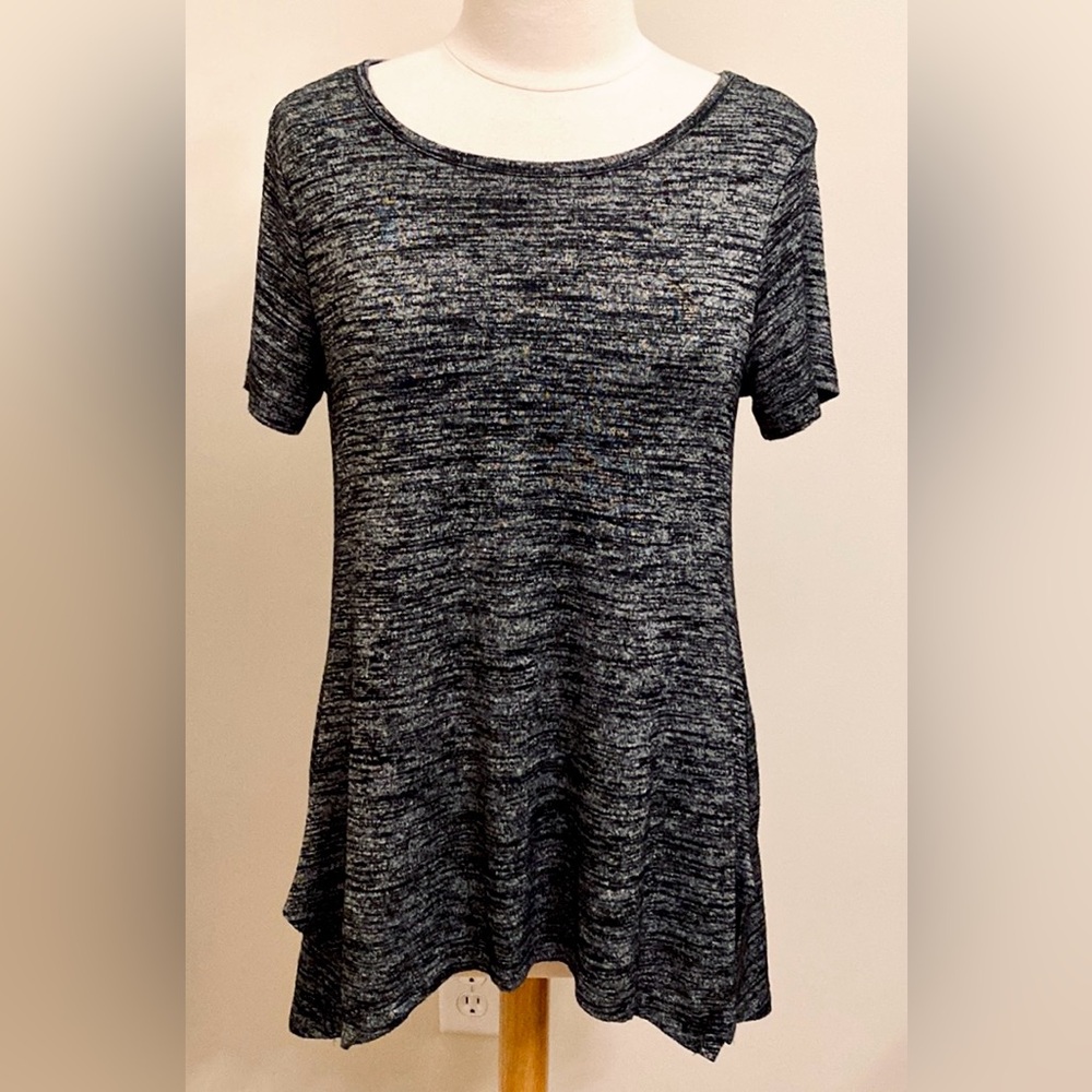 Banana Republic Grey Black Space Dye SZ S Modern Edgy Chic Contemporary Top